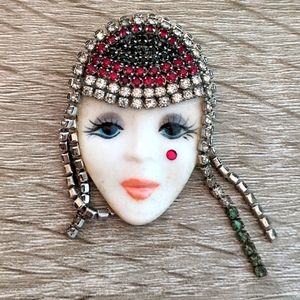 Vintage Marsha Bauer 1988 porcelain brooch signed